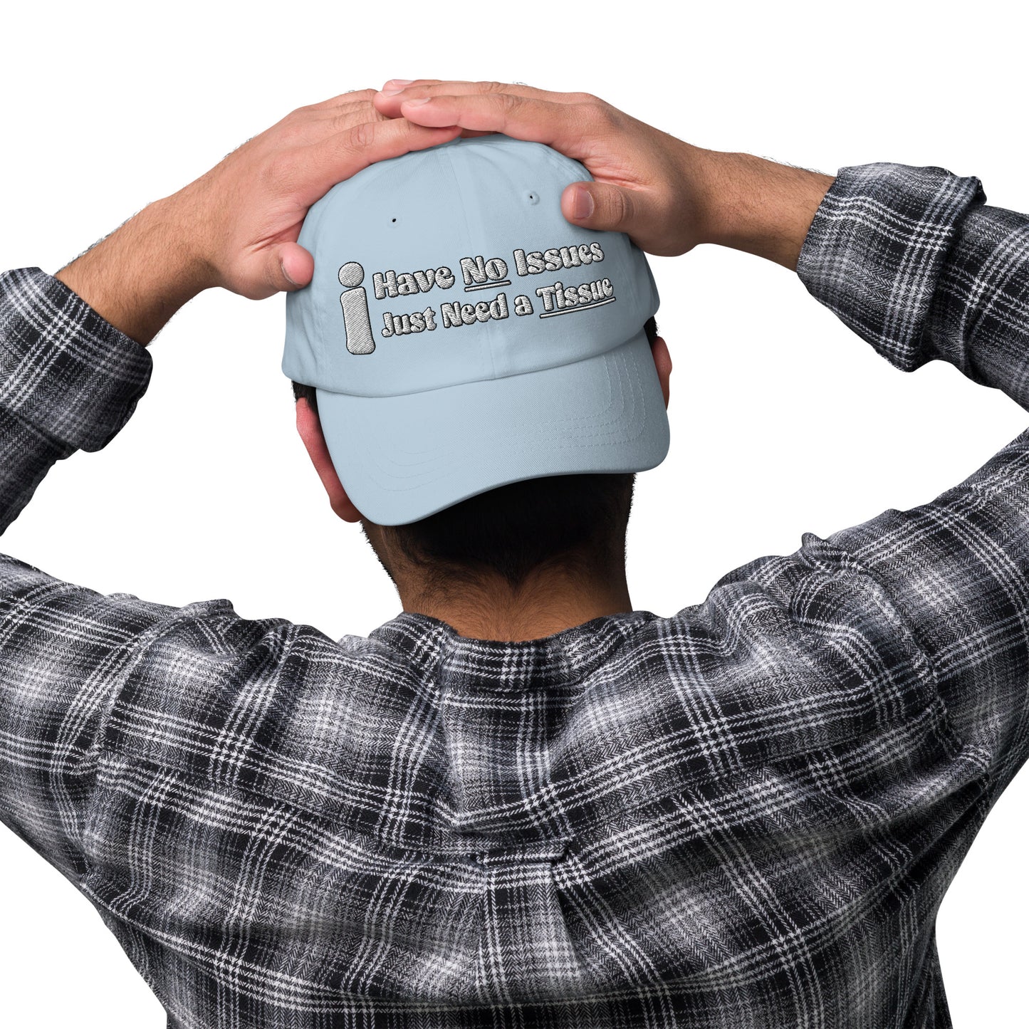 I Have No Issues, I Just Need a Tissue | Funny and Cute Dad Hat, Pink and Blue
