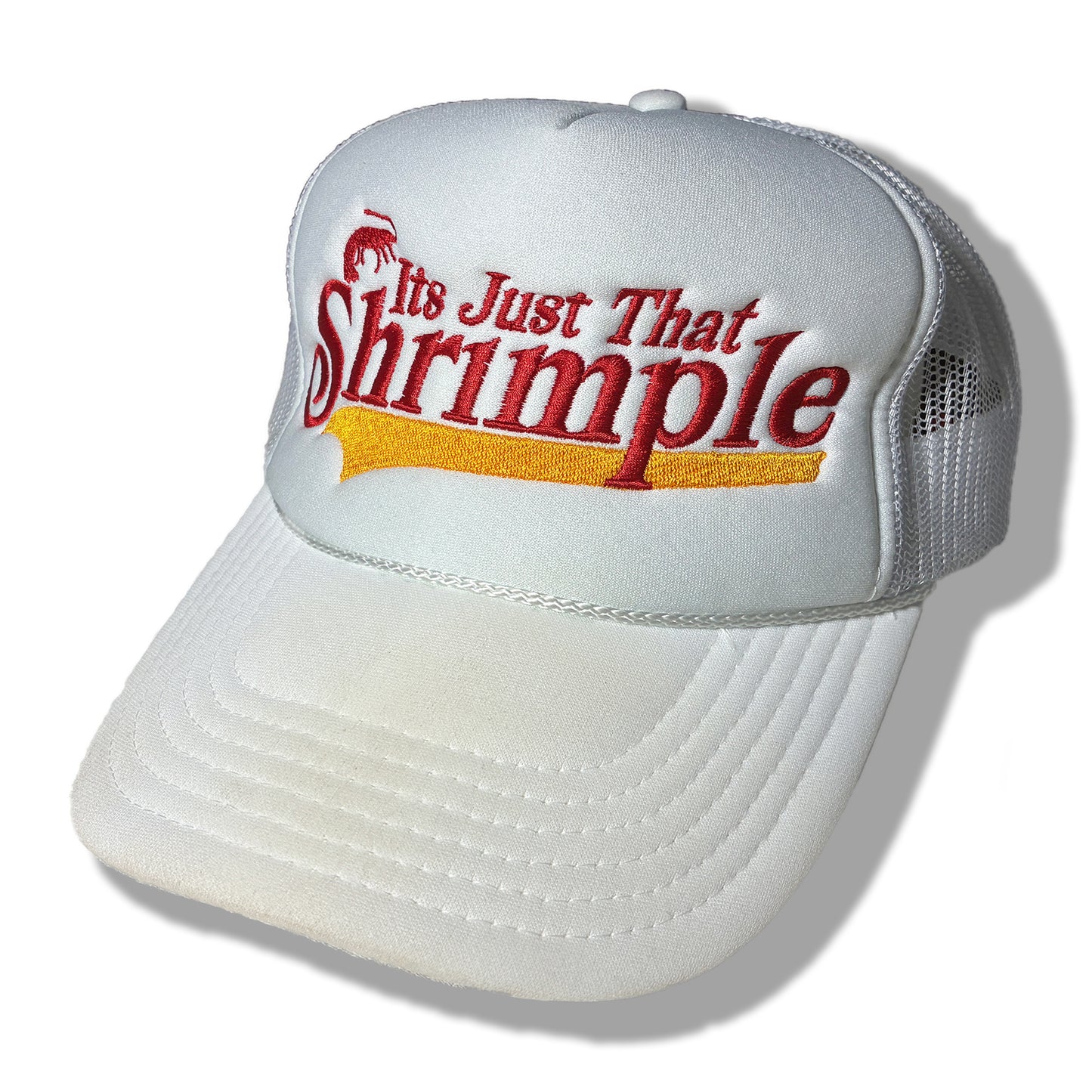 It's Just That Shrimple | Funny, Trendy, Punny, and Cute Beach-themed Embroidered Foam trucker hat, Snapback
