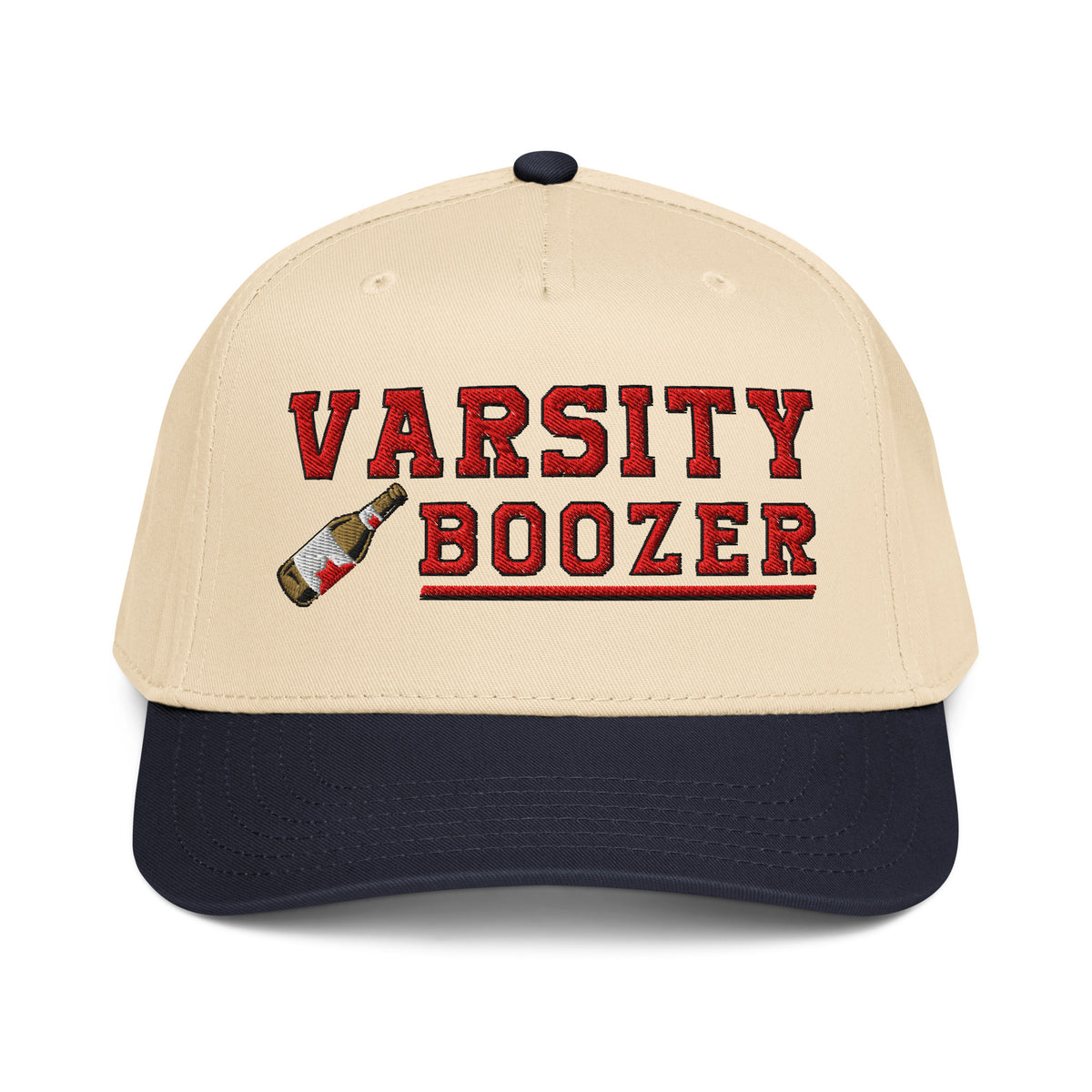 Varsity Boozer | Casual, Funny, Trendy, and Stylish Statement Piece Two-Tone Baseball Cap, Embroidered, Adjustable Snapback