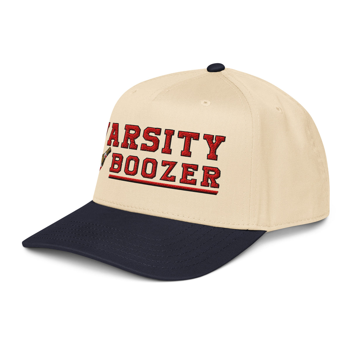 Varsity Boozer | Casual, Funny, Trendy, and Stylish Statement Piece Two-Tone Baseball Cap, Embroidered, Adjustable Snapback