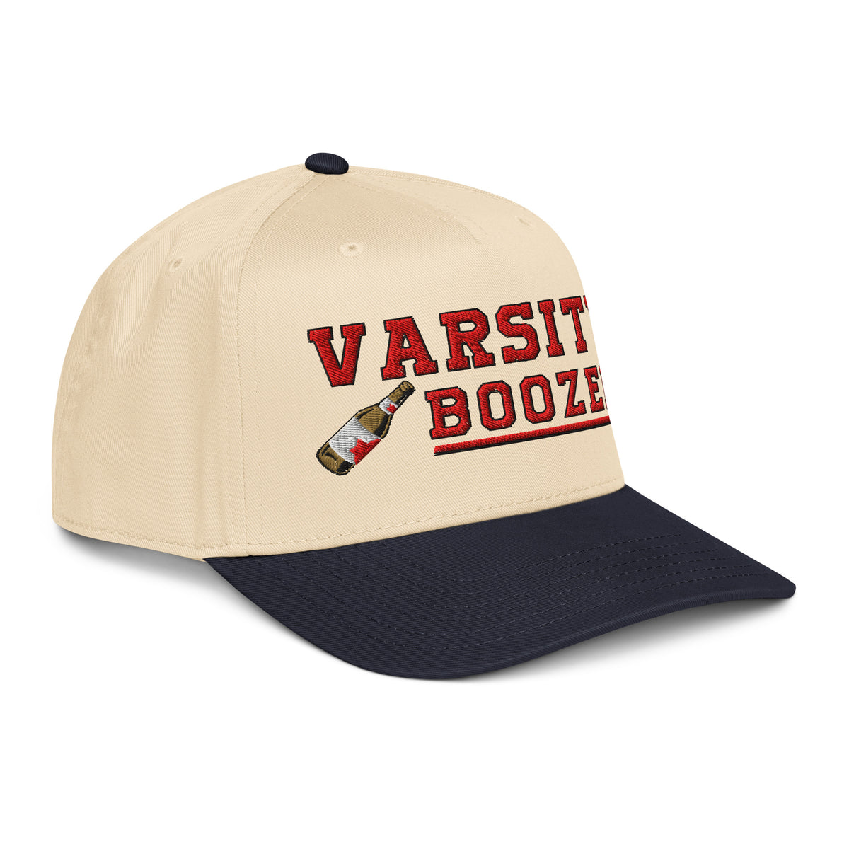 Varsity Boozer | Casual, Funny, Trendy, and Stylish Statement Piece Two-Tone Baseball Cap, Embroidered, Adjustable Snapback