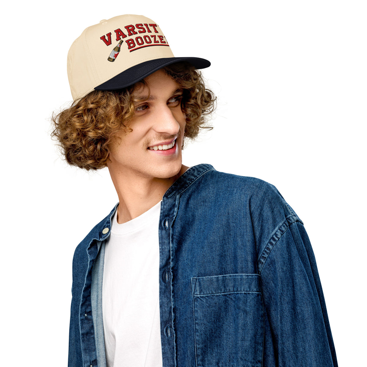 Varsity Boozer | Casual, Funny, Trendy, and Stylish Statement Piece Two-Tone Baseball Cap, Embroidered, Adjustable Snapback