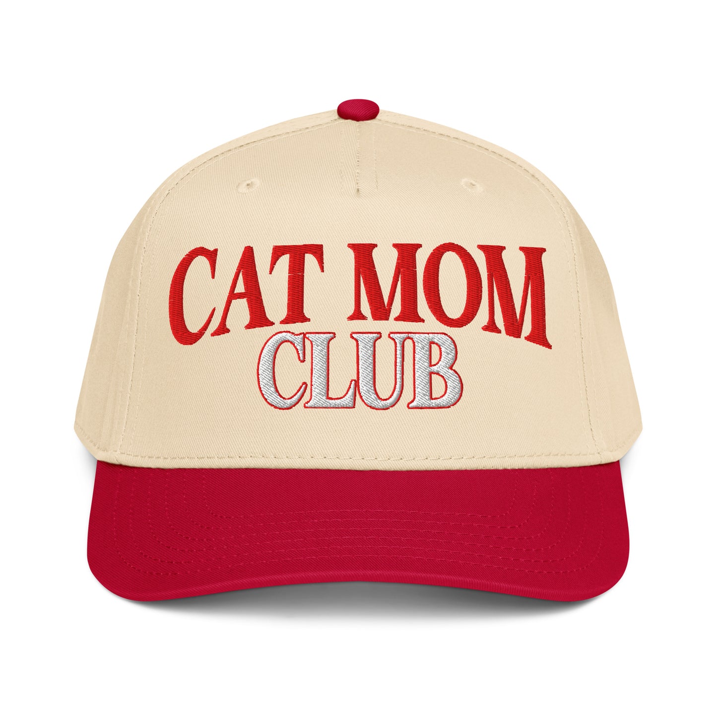 Cat Mom Club | Casual, Funny, Trendy, and Stylish Two-Tone Baseball Cap, Embroidered, Adjustable Snapback