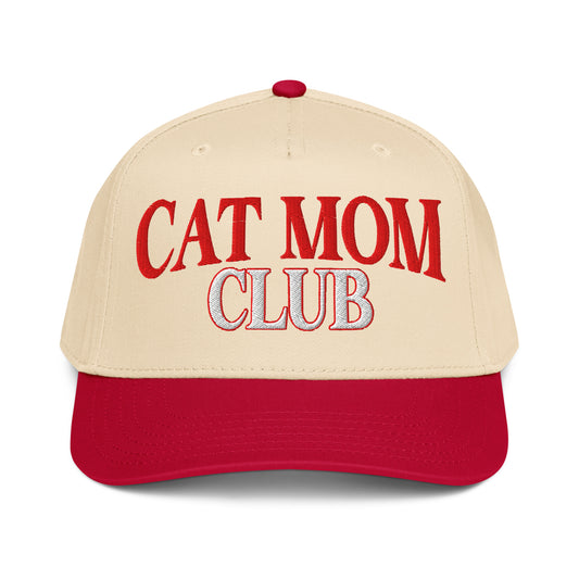 Cat Mom Club | Casual, Funny, Trendy, and Stylish Two-Tone Baseball Cap, Embroidered, Adjustable Snapback