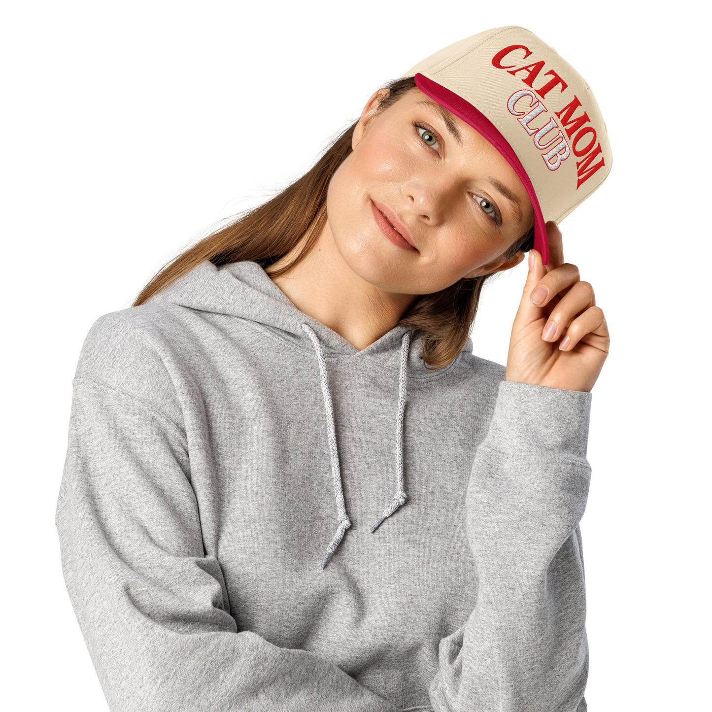 Cat Mom Club | Casual, Funny, Trendy, and Stylish Two-Tone Baseball Cap, Embroidered, Adjustable Snapback