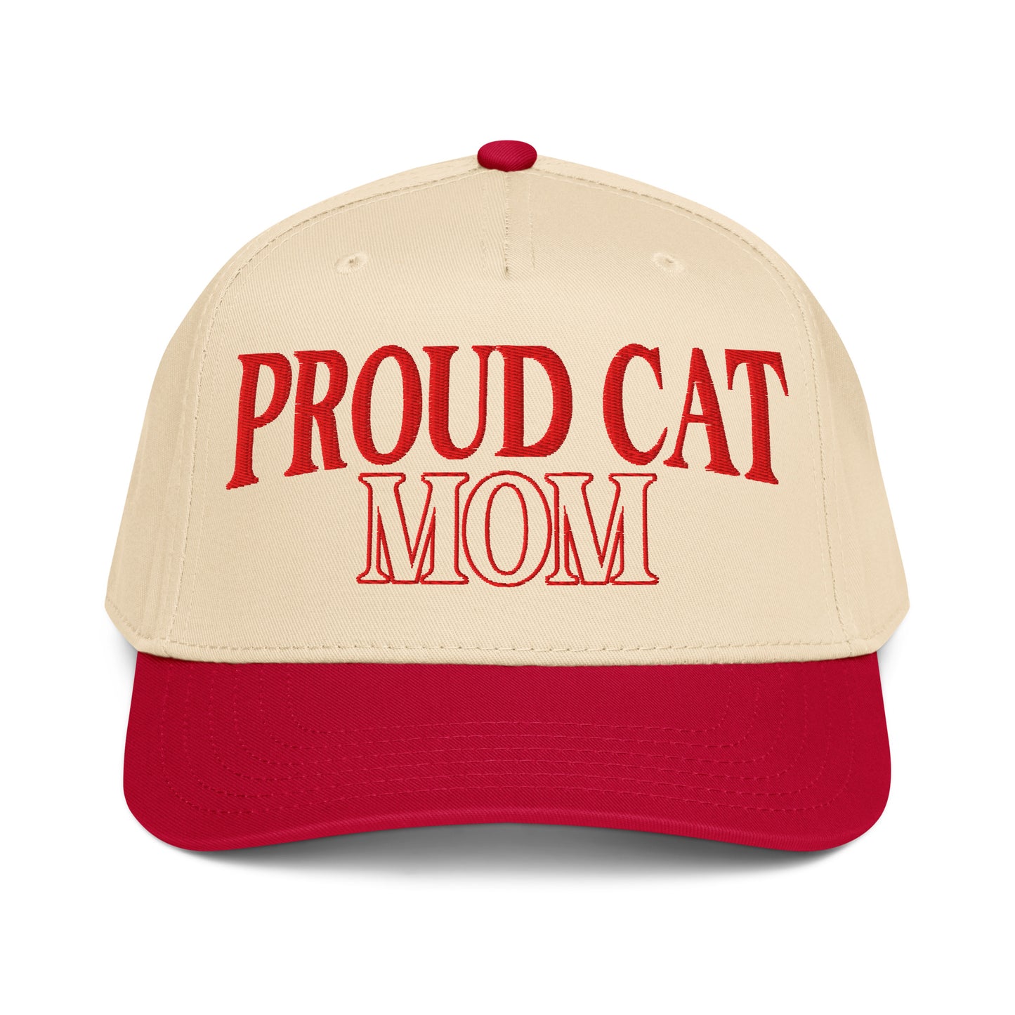 Proud Cat Mom | Casual, Funny, Trendy, and Stylish Two-Tone Baseball Cap, Embroidered, Adjustable Snapback
