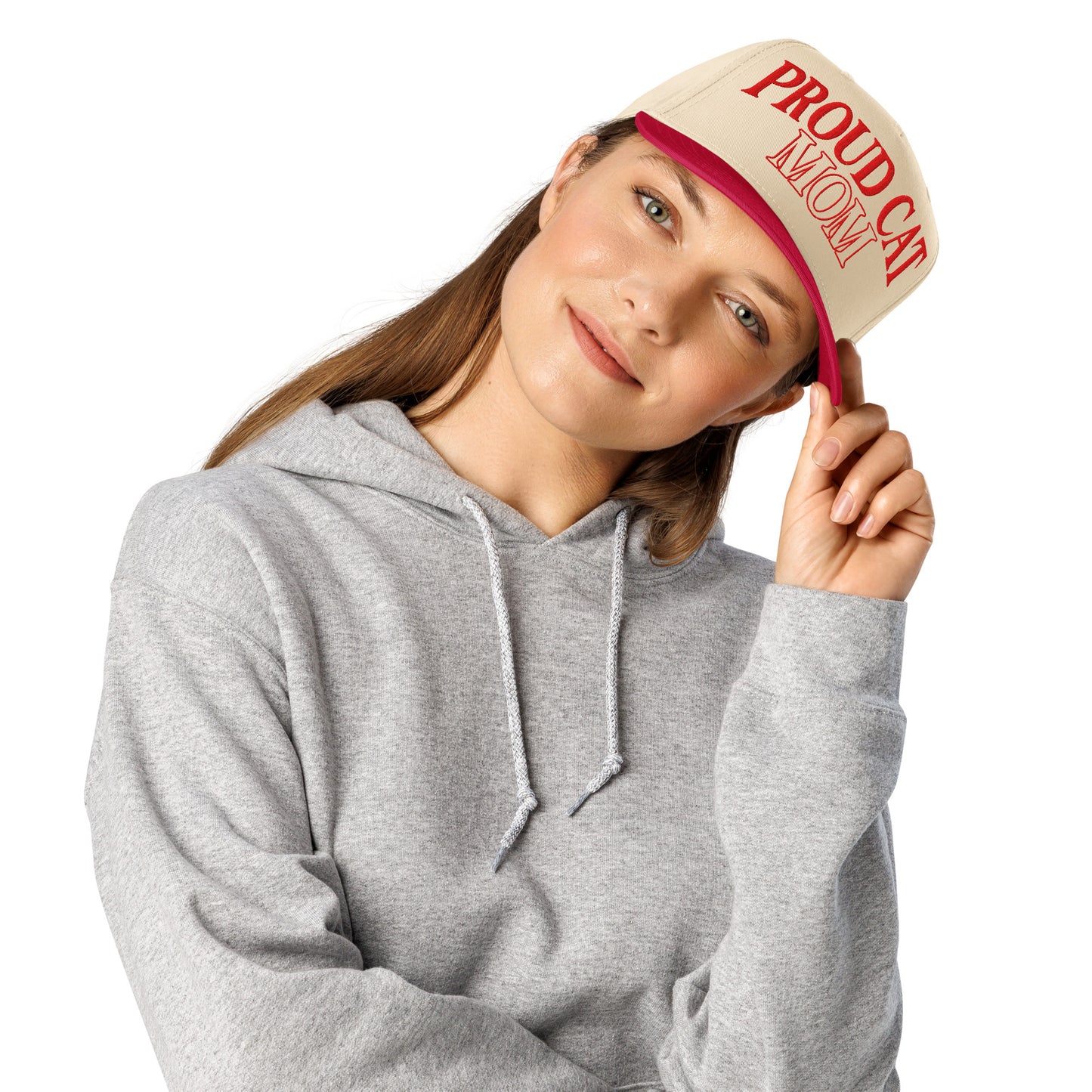 Proud Cat Mom | Casual, Funny, Trendy, and Stylish Two-Tone Baseball Cap, Embroidered, Adjustable Snapback
