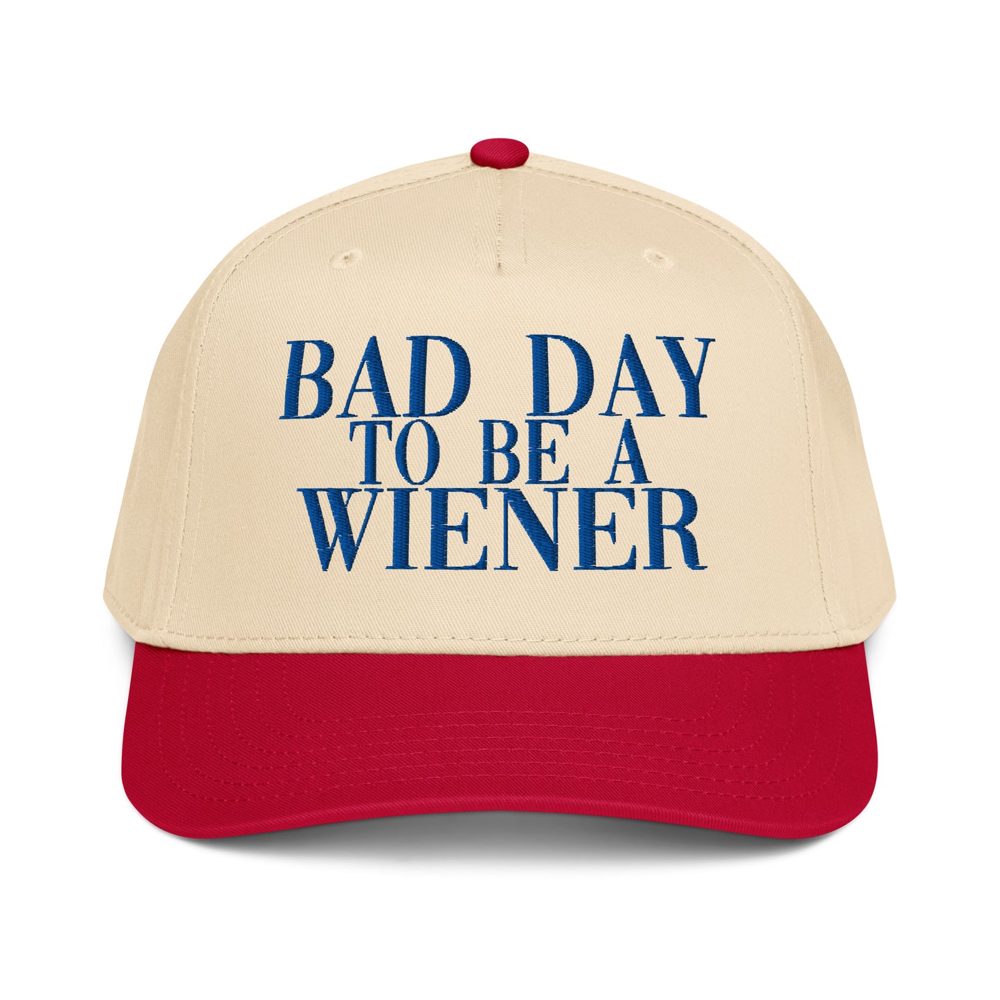 Bad Day to Be a Wiener | Casual, Funny, Trendy, and Stylish Two-Tone Baseball Cap, Embroidered, Adjustable Snapback