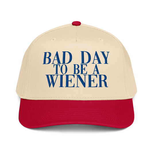 Bad Day to Be a Wiener | Casual, Funny, Trendy, and Stylish Two-Tone Baseball Cap, Embroidered, Adjustable Snapback