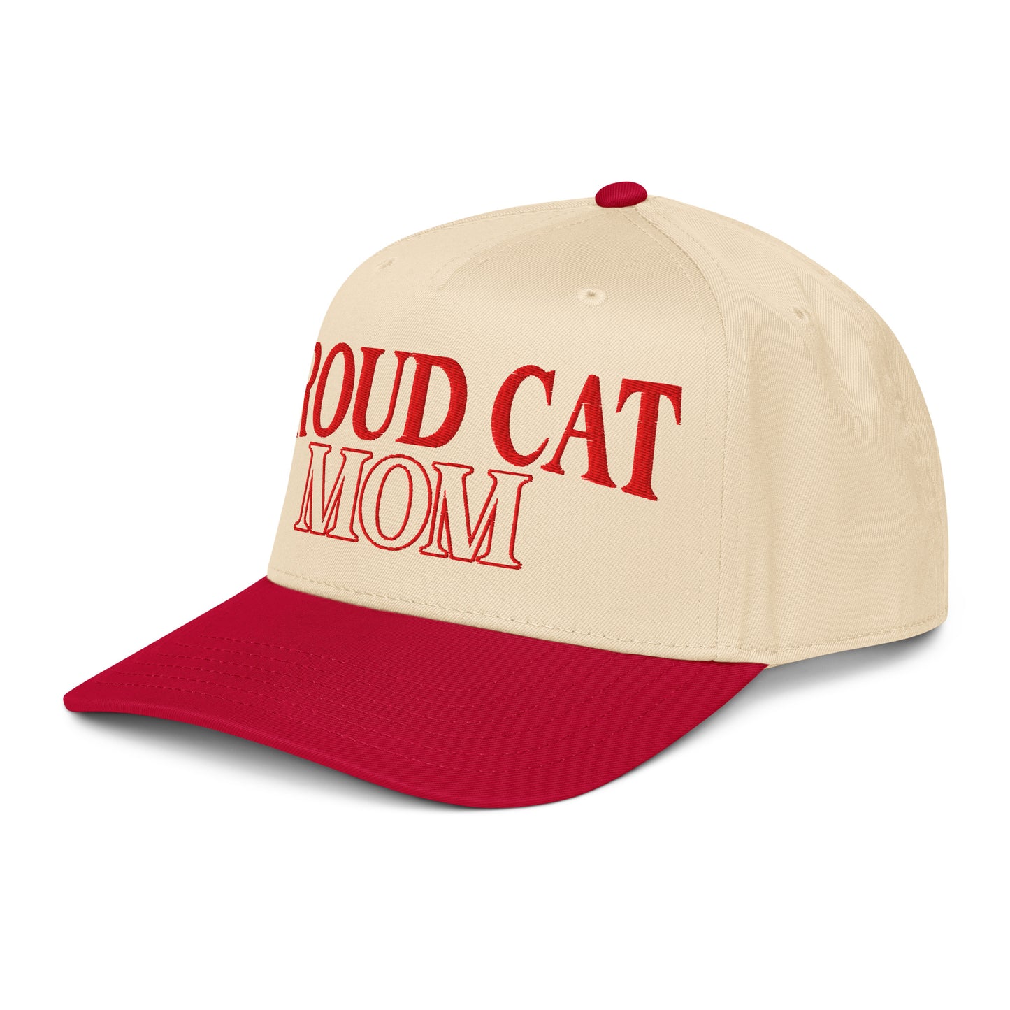 Proud Cat Mom | Casual, Funny, Trendy, and Stylish Two-Tone Baseball Cap, Embroidered, Adjustable Snapback