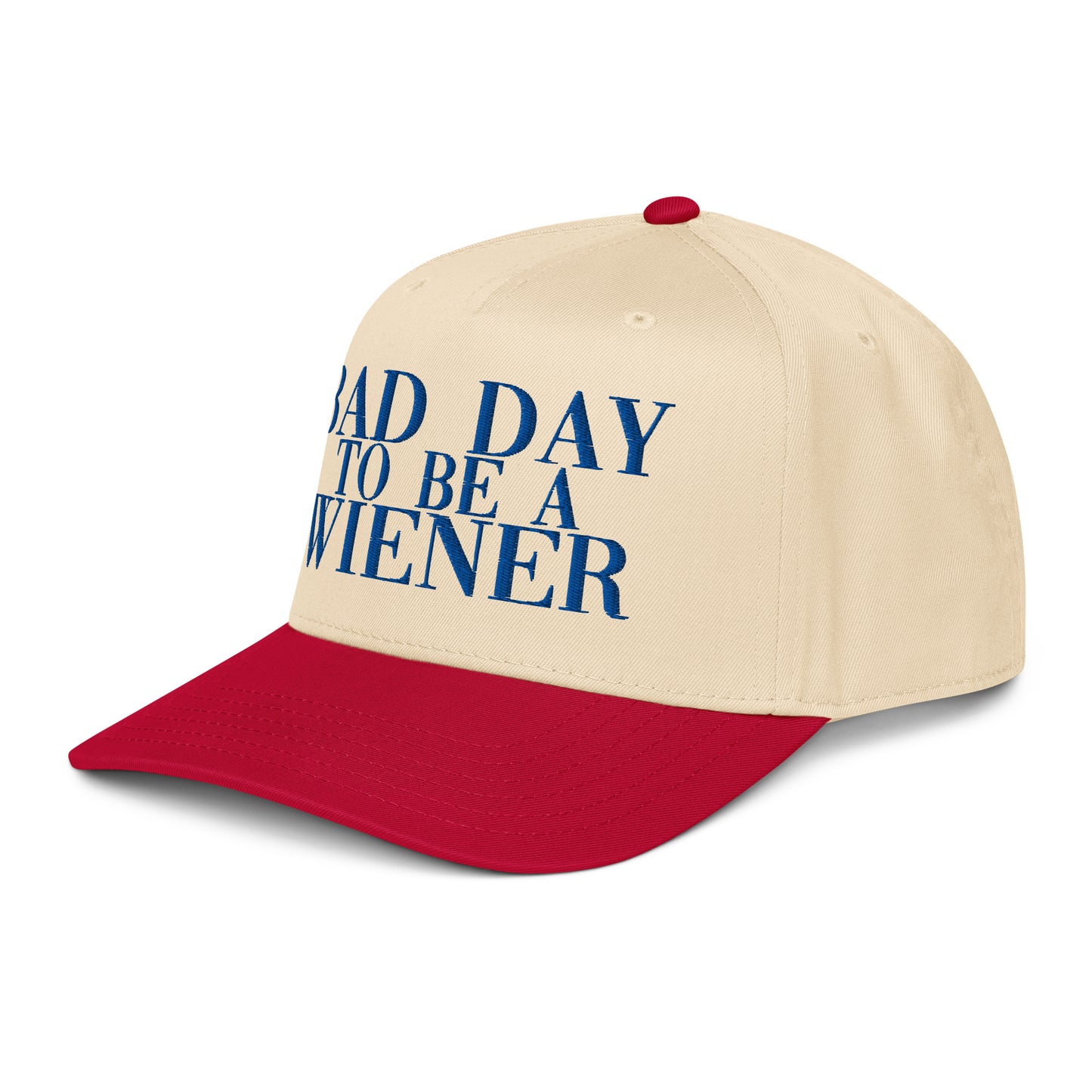Bad Day to Be a Wiener | Casual, Funny, Trendy, and Stylish Two-Tone Baseball Cap, Embroidered, Adjustable Snapback