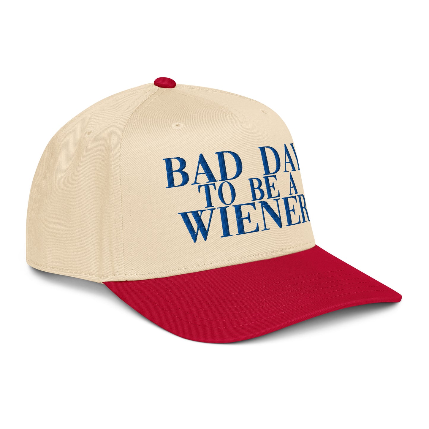 Bad Day to Be a Wiener | Casual, Funny, Trendy, and Stylish Two-Tone Baseball Cap, Embroidered, Adjustable Snapback