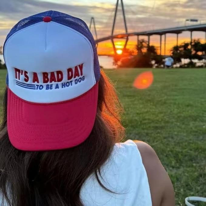 It's a Bad Day to Be a Hot Dog | Casual, Funny, Trendy, Cute, and Stylish Adjustable Foam Trucker Hat | Hot Dog Lovers, Embroidered, Snapback Cap One Size Fits Most