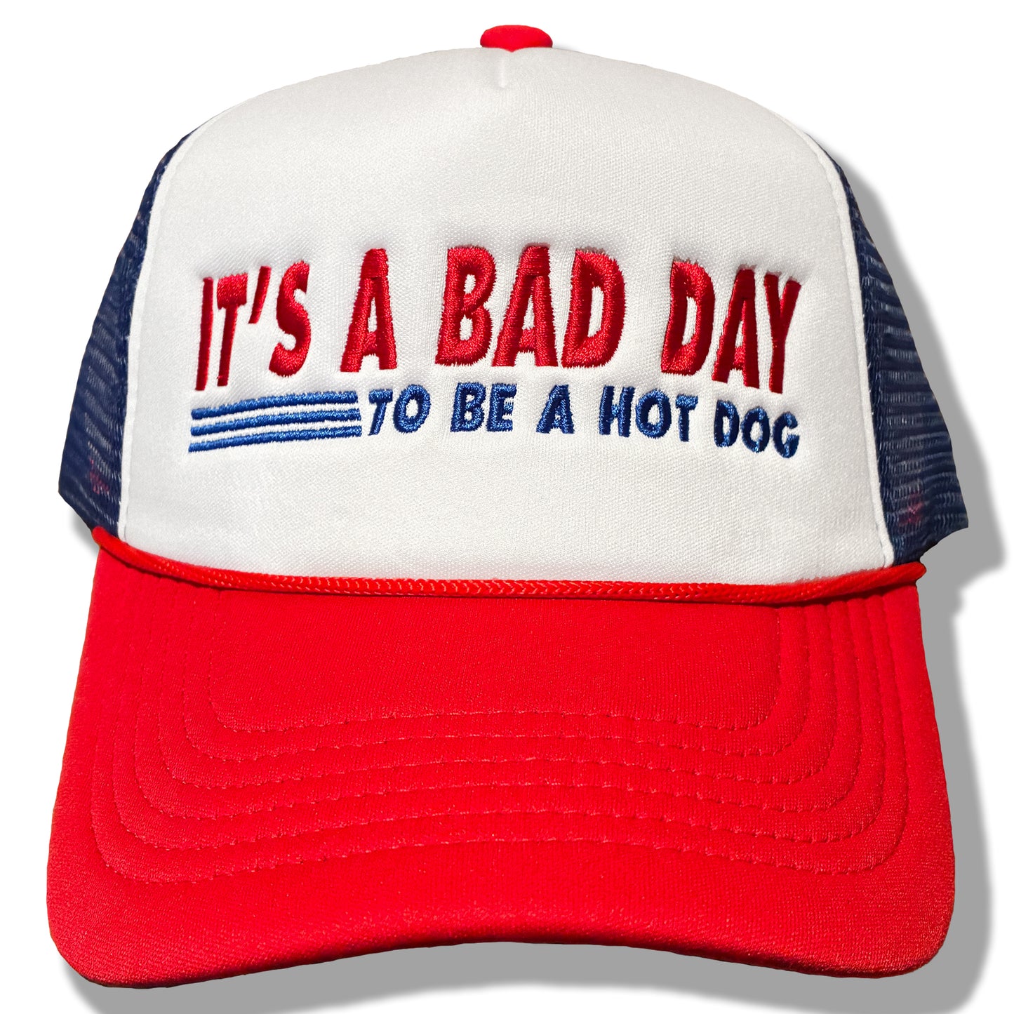 It's a Bad Day to Be a Hot Dog | Casual, Funny, Trendy, Cute, and Stylish Adjustable Foam Trucker Hat | Hot Dog Lovers, Embroidered, Snapback Cap One Size Fits Most