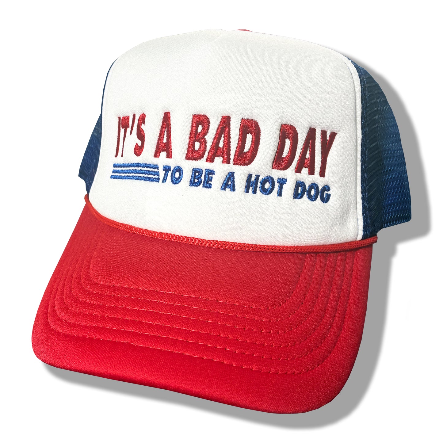 It's a Bad Day to Be a Hot Dog | Casual, Funny, Trendy, Cute, and Stylish Adjustable Foam Trucker Hat | Hot Dog Lovers, Embroidered, Snapback Cap One Size Fits Most