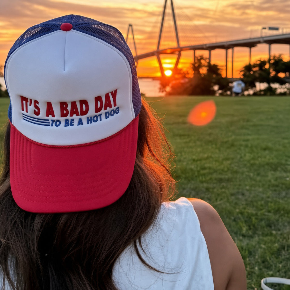 It's a Bad Day to Be a Hot Dog | Casual, Funny, Trendy, Cute, and Stylish Adjustable Foam Trucker Hat | Hot Dog Lovers, Embroidered, Snapback Cap One Size Fits Most