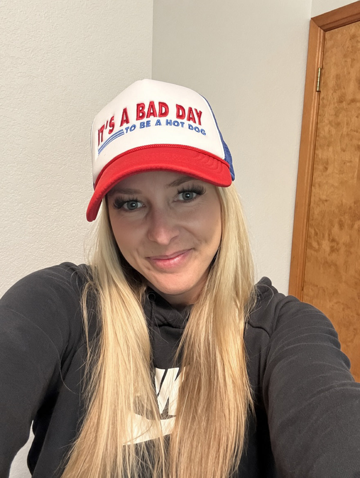 It's a Bad Day to Be a Hot Dog | Casual, Funny, Trendy, Cute, and Stylish Adjustable Foam Trucker Hat | Hot Dog Lovers, Embroidered, Snapback Cap One Size Fits Most