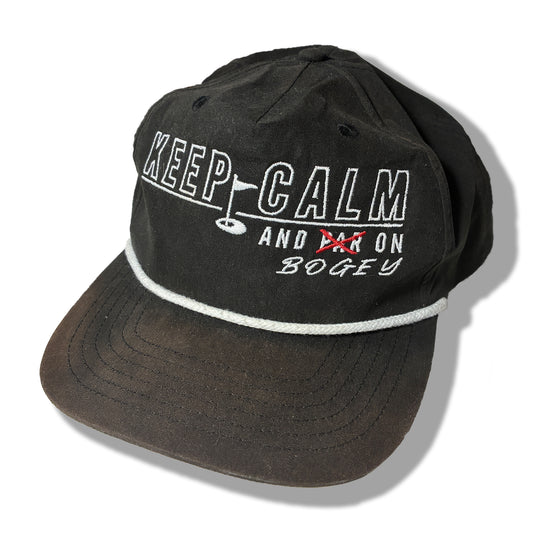 Keep Calm and Bogey On Funny, Trendy, and Adjustable Snapback Golf Rope Hat