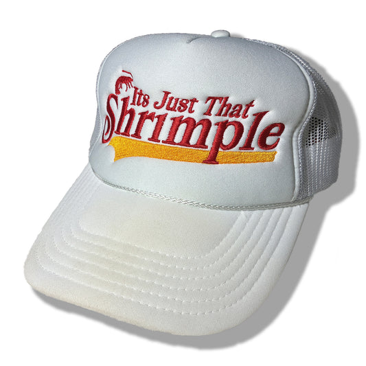It's Just That Shrimple | Funny, Trendy, Punny, and Cute Beach-themed Embroidered Foam trucker hat, Snapback