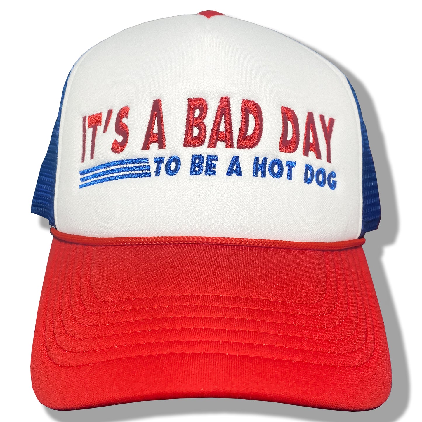 It's a Bad Day to Be a Hot Dog | Casual, Funny, Trendy, Cute, and Stylish Adjustable Foam Trucker Hat | Hot Dog Lovers, Embroidered, Snapback Cap One Size Fits Most